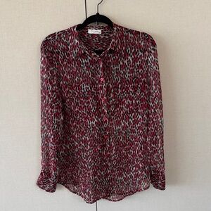 Equipment Red and Black Patterned Button Down Shirt 100% silk